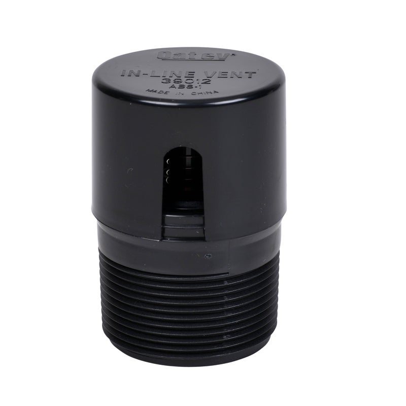 Oatey 39012 1.5 in. NPT ABS in-Line Vent, Black - Image 1