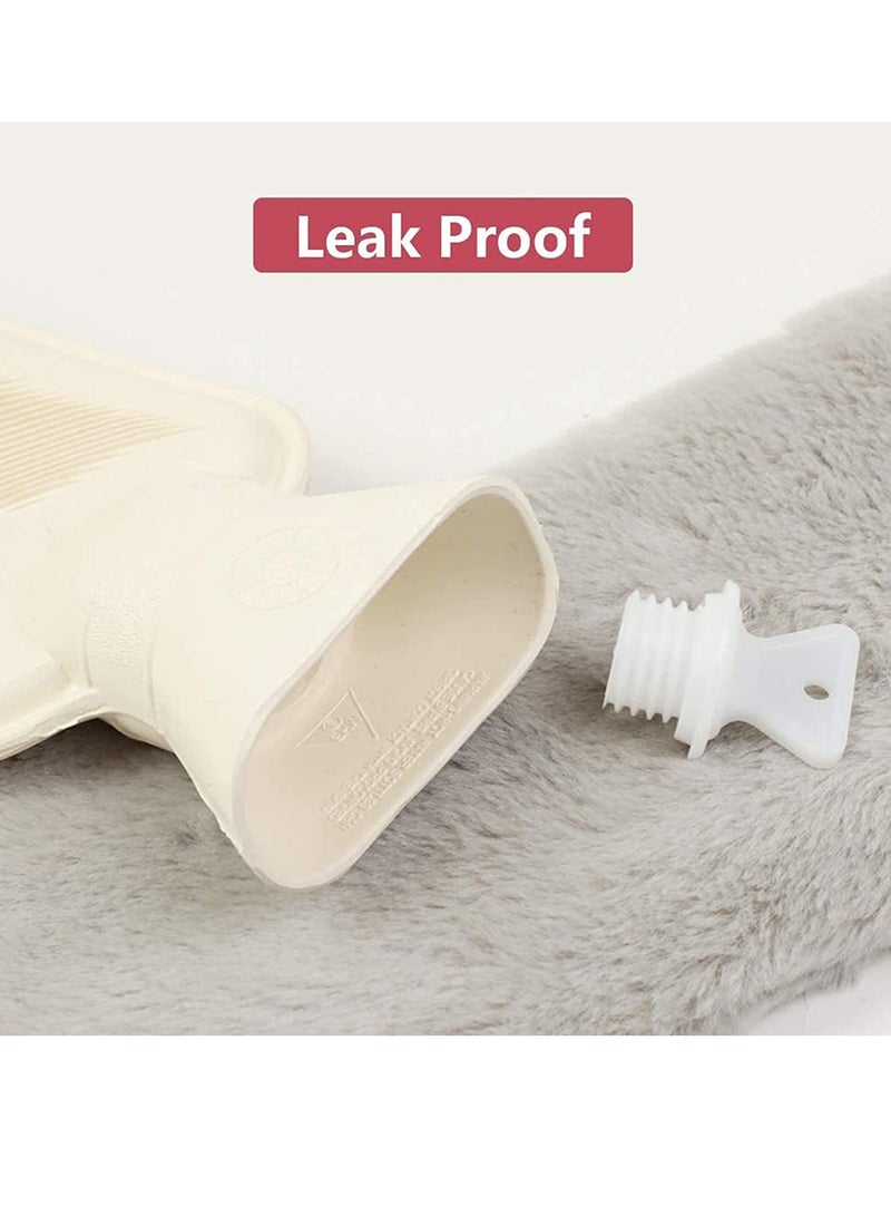 KASTWAVE Hot Water Bottle with Plush Cover 1L Long Strip Rubber Hot Water Bag Heat Compress Pain Relief for Abdomen Necks Shoulders Hands Feet Gifts - Image 2