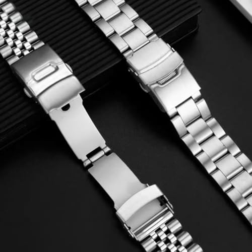 Danxancy Stainless Steel Watch Band Curved Ends Tapered 18mm 19mm 20mm 21mm 22mm 24mmFlexible Metal Watch Strap Smartwatch Bracelet Deployment Double FlipLock Buckle Silver Black Gold - Image 2