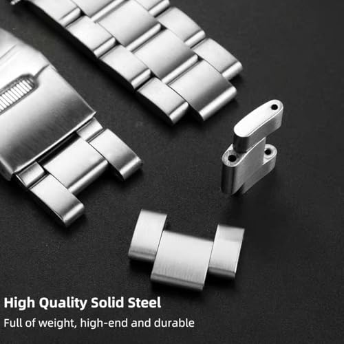 Danxancy Stainless Steel Watch Band Curved Ends Tapered 18mm 19mm 20mm 21mm 22mm 24mmFlexible Metal Watch Strap Smartwatch Bracelet Deployment Double FlipLock Buckle Silver Black Gold - Image 4