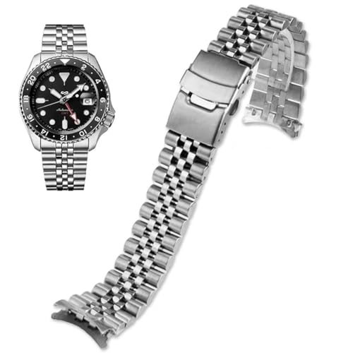 Danxancy Stainless Steel Watch Band Curved Ends Tapered 18mm 19mm 20mm 21mm 22mm 24mmFlexible Metal Watch Strap Smartwatch Bracelet Deployment Double FlipLock Buckle Silver Black Gold - Image 1