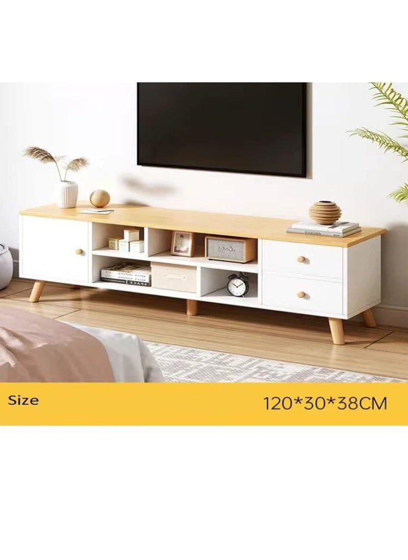 Wooden TV Rack,Melamine Entertainment Unit, LCD TV Cabinet Modern Style Walnut TV Table LCD TV Rack Console Table (120x30x38 cm)