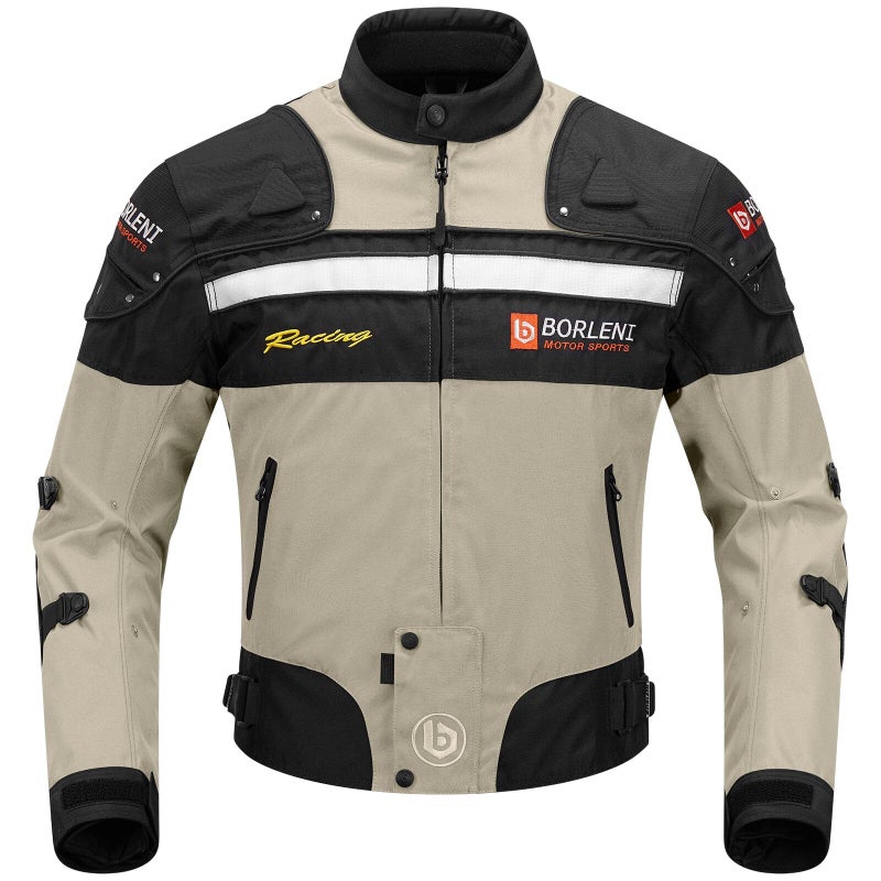BORLENI Motorcycle Jacket Windproof Motorcycle Full Body Protective Gear CE Armor Suitable for All Seasons,Brown,XL - Image 1