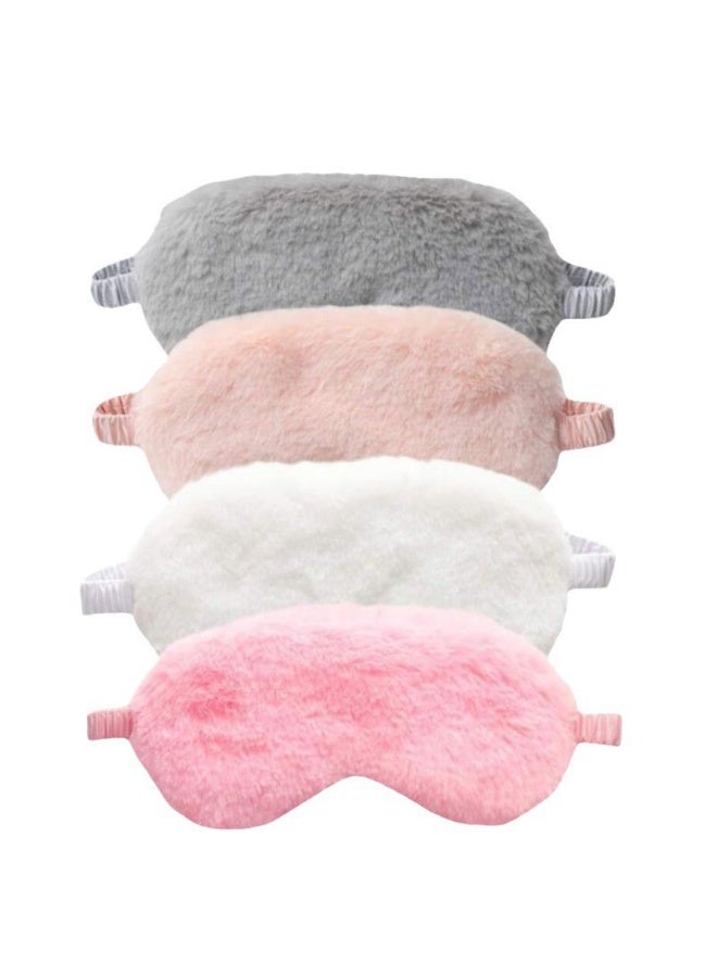 4-Piece Plush Sleeping Eye Mask  Soft Sleeping Blindfold Eye Cover - Image 1