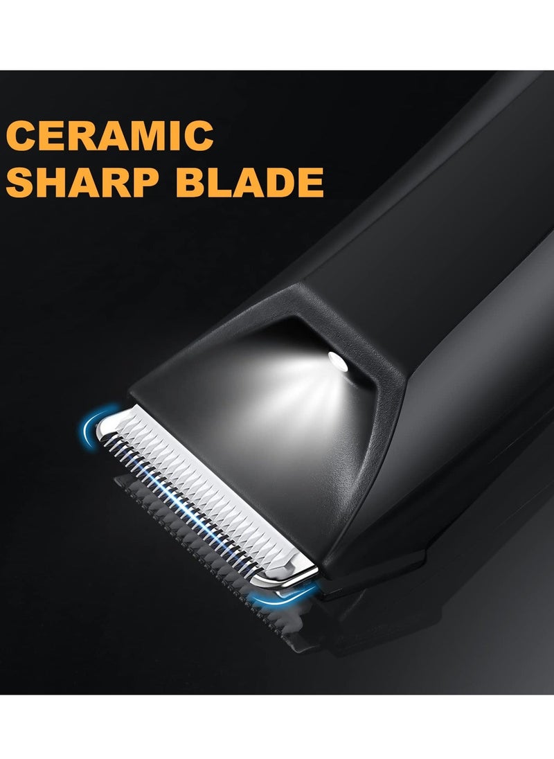 Generic - Body Hair Trimmer for Men, Body Groomer Electric Razor with LED, Wet and Dry Electric Trimmer Rechargeable Hair Clipper for Intimate Area with Dock and 2 Limit Comb (Black) - Image 1