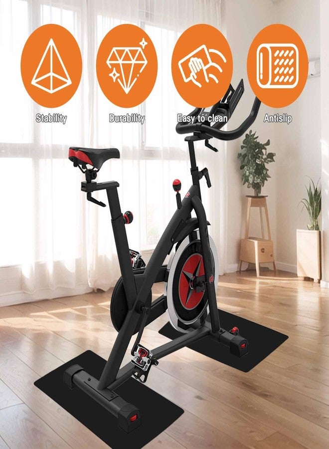 AIKESIWAY عبوة من قطعتين من سجادات الدراجات الرياضية غير القابلة للانزلاق لأجهزة التجديف Peloton و Concept 2 - تحمي الأرضيات الخشبية والسجاد - سجادة معدات رياضية للدراجات الثابتة وأجهزة التدريب والتمارين المنزلية (11.8 بوصة × 23.6 بوصة) - Image 3