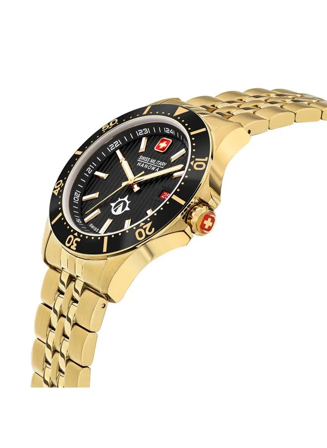 SWISS MILITARY HANOWA Flagship X 42mm Men's Analog Watch with Yellow Gold Plated Stainless Steel Bracelet