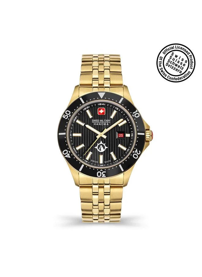 SWISS MILITARY HANOWA Flagship X 42mm Men's Analog Watch with Yellow Gold Plated Stainless Steel Bracelet