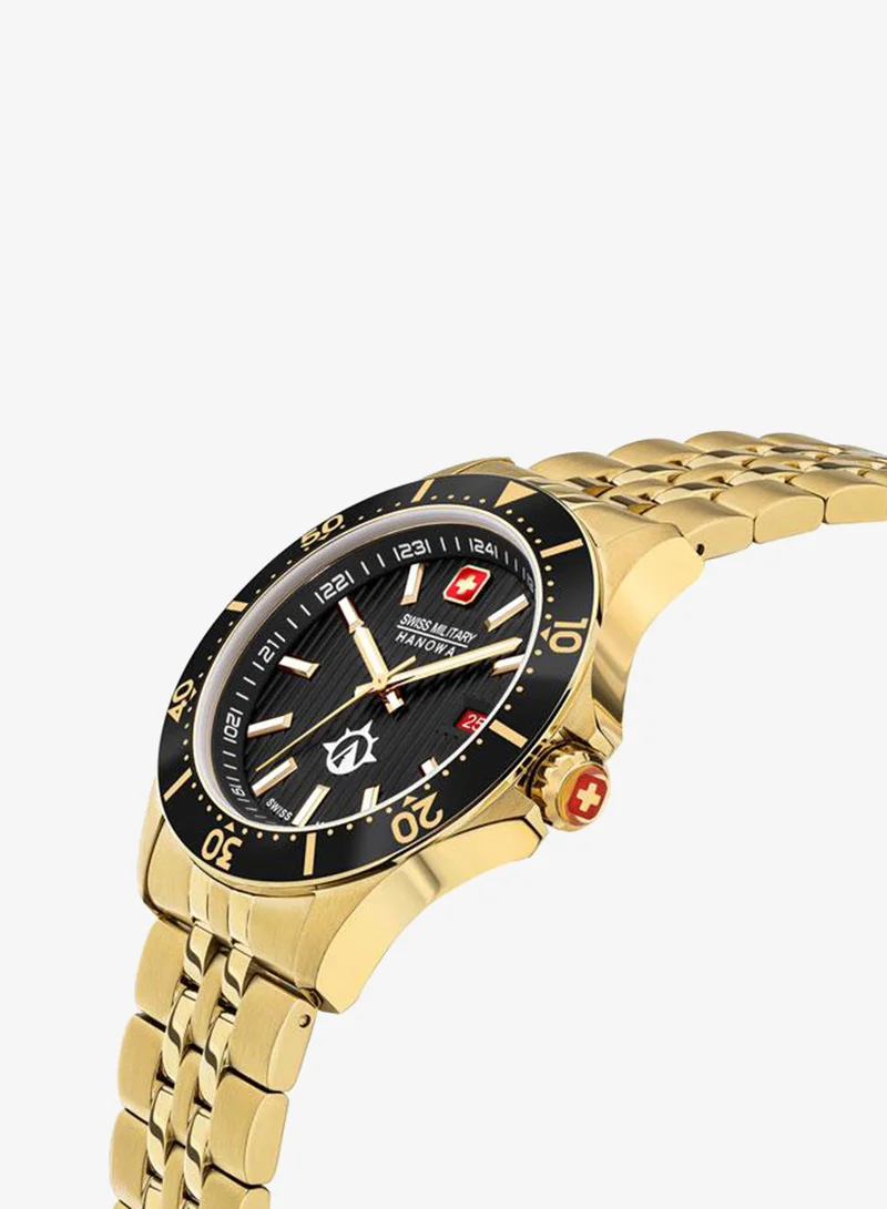 Swiss Military Hanowa Flagship X 42mm Men's Analog Watch with Yellow Gold Plated Stainless Steel Bracelet