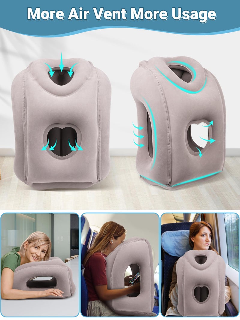 Maliton Inflatable Travel Pillow for Airplane Comfortable Sleeping to Relieve Neck and Shoulder Pain, Support Head Inflatable Pillow for Long Flights, Used for Airplanes, Cars, Trains, Office(Grey) - Image 5
