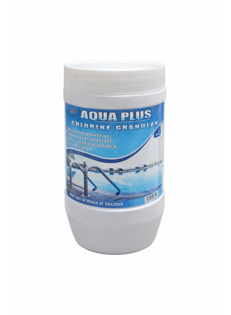 Aqua Plus Chlorine Granules 1KG for Water Treatment in Swimming Pool, Spas, Hot Tubs and Fountains - Image 1