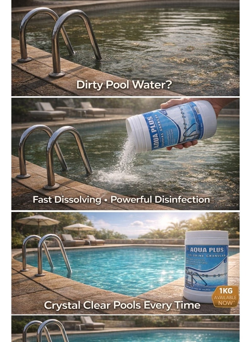 Aqua Plus Chlorine Granules 1KG for Water Treatment in Swimming Pool, Spas, Hot Tubs and Fountains - Image 3
