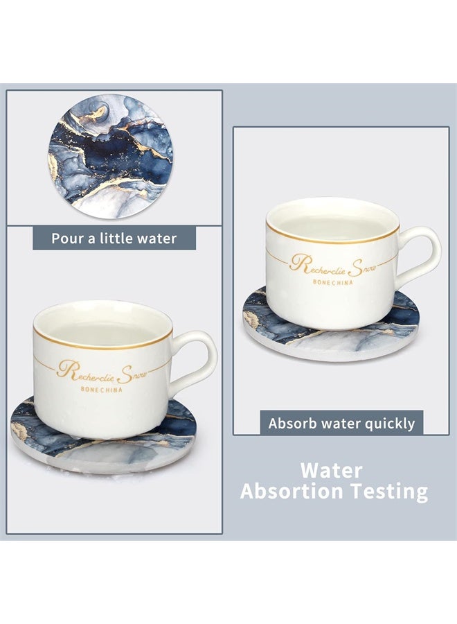 هومستر 6 أجهزة كمبيوتر بحرية زرقاء كوستر مجموعة مع حامل ، أفضل كوسترات امتصاص ، للشرب ، النبيذ ، الكأس - Image 2