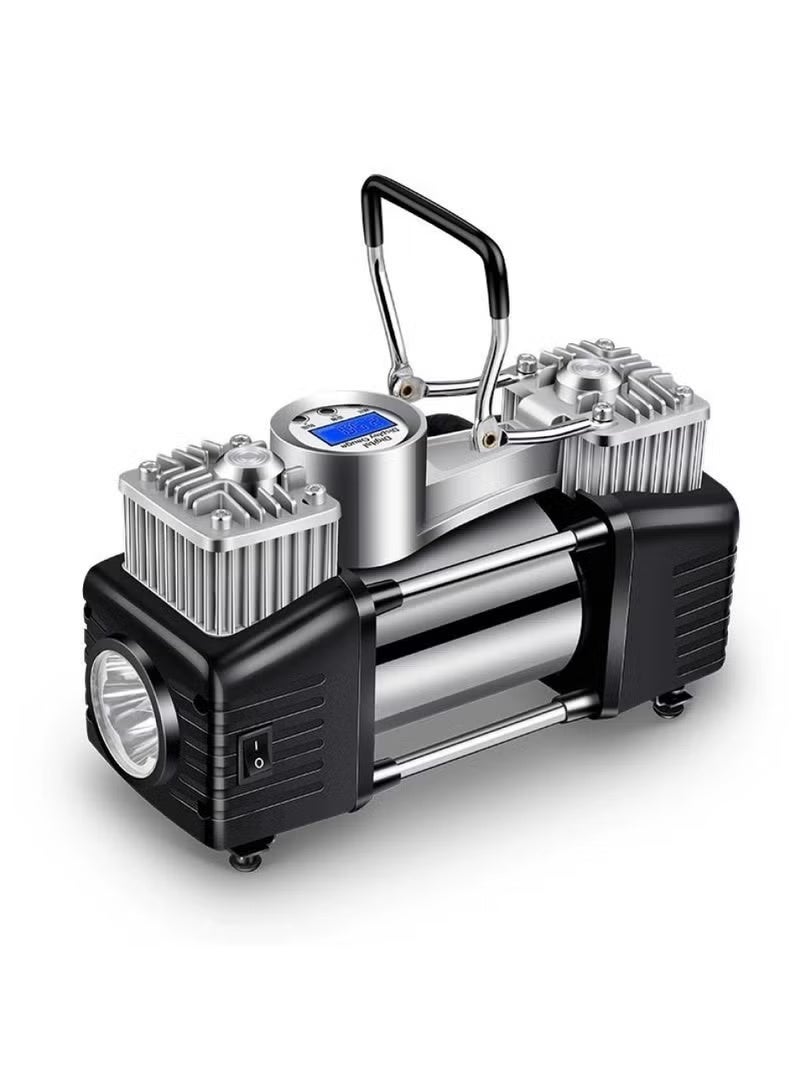 كلاسيك منفاخ إطارات السيارة المحمول، ضاغط هواء رقمي، مضخة هواء 150 رطل لكل بوصة مربعة مع أسطوانة مزدوجة 30 مم شديدة التحمل/إيقاف تلقائي/ضوء LED/مقبض معدني، مقياس ضغط، منفاخ إطارات الدراجة - احترافي لسيارات الدفع الرباعي والطرق الوعرة والشاحنات - Image 5