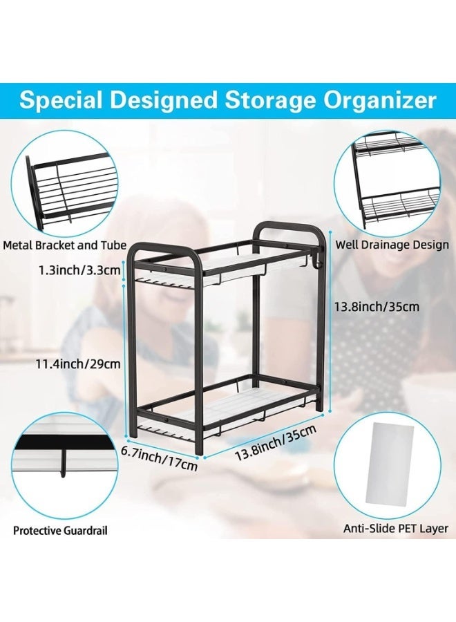 طلال رف متعدد الاستخدامات لتخزين أدوات المطبخ وملحقاتها، منظم، رف توابل وخزانة، رف منضدة قائم على صينية الزينة، حامل زجاجات لمستلزمات المطبخ المنزلية (أسود) - Image 3