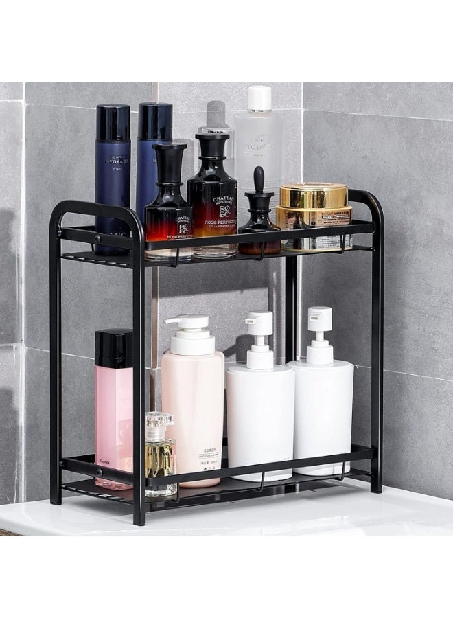 طلال رف متعدد الاستخدامات لتخزين أدوات المطبخ وملحقاتها، منظم، رف توابل وخزانة، رف منضدة قائم على صينية الزينة، حامل زجاجات لمستلزمات المطبخ المنزلية (أسود) - Image 4