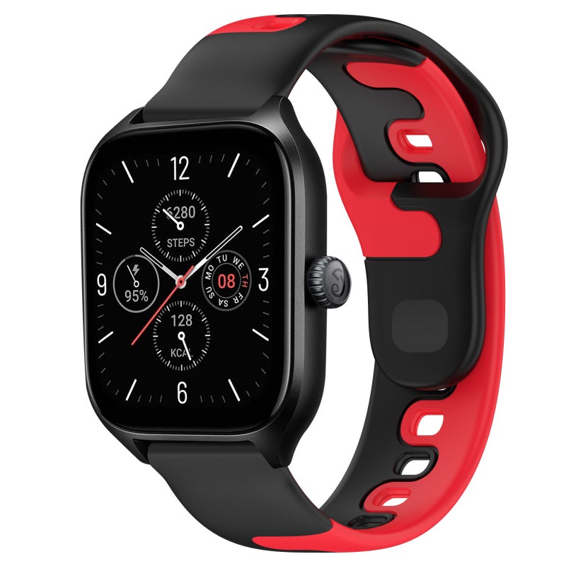 erorex For Amazfit Gts 4 20Mm Double Color Silicone Watch Band(Black+Red) - Image 1