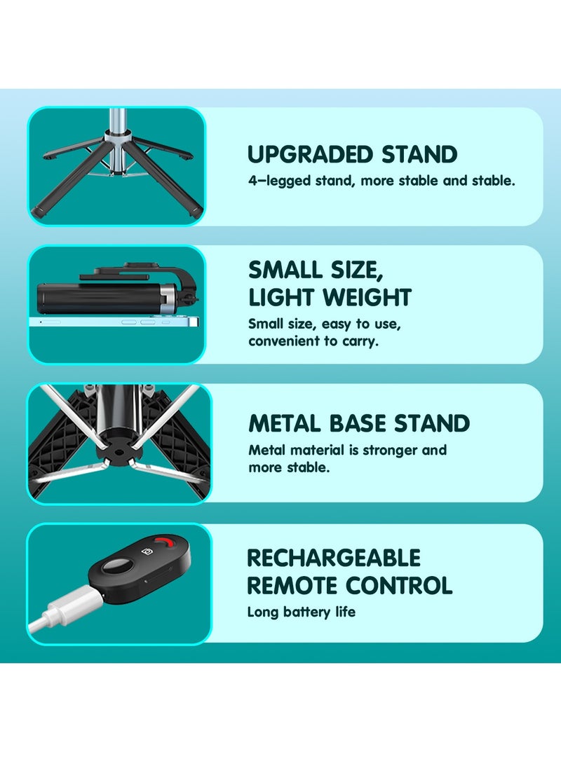 Generic - 1M Bluetooth Mobile Phone Selfie Stick with Remote Control Travel Selfie Tripod Handheld Selfie Stand Foldable Compatible with iPhone Samsung Xiaomi - Image 1
