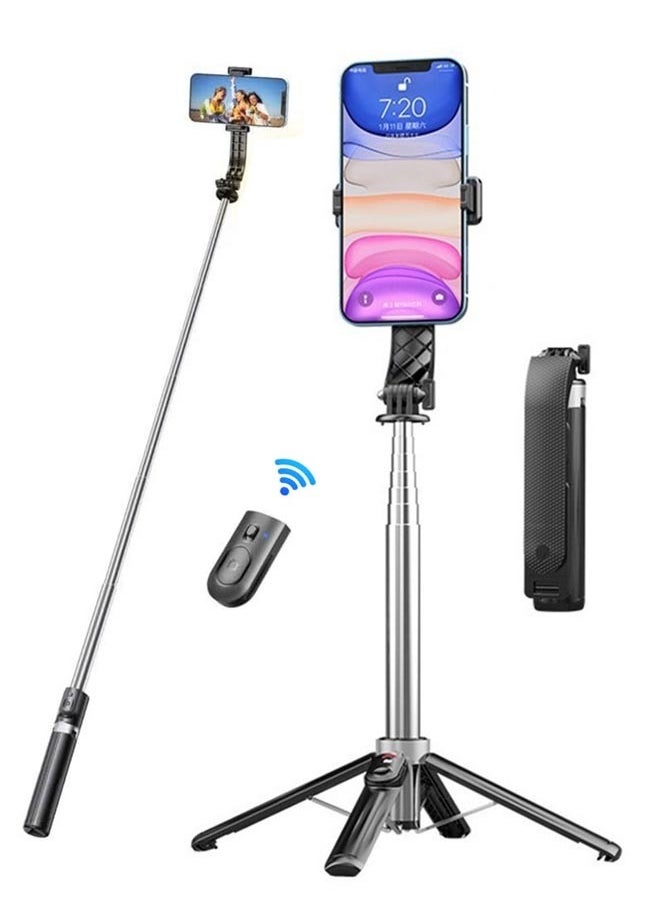 Generic - 1M Bluetooth Mobile Phone Selfie Stick with Remote Control Travel Selfie Tripod Handheld Selfie Stand Foldable Compatible with iPhone Samsung Xiaomi - Image 1