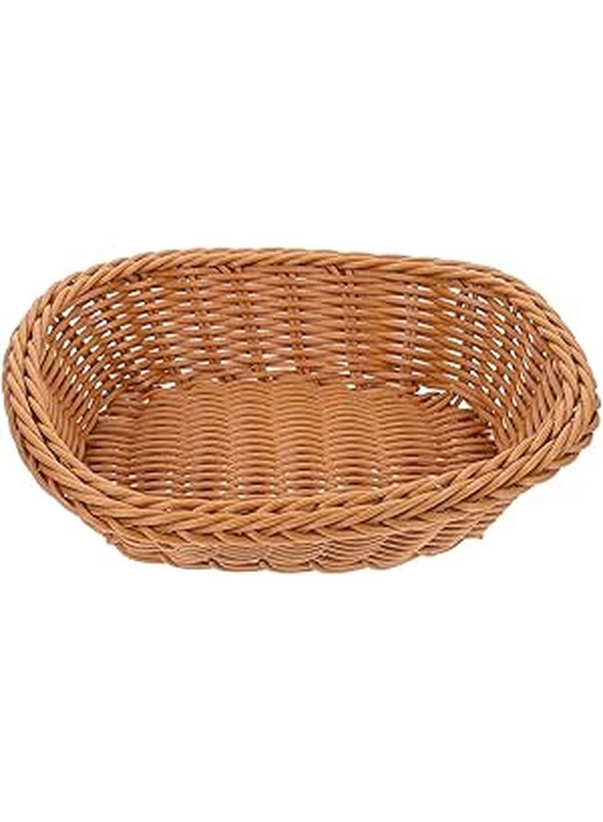 Natural Rattan Oval Fruit Basket 24x18x6cm Woven Bread Vegetable Holder Kitchen Home Desktop Storage - Image 1