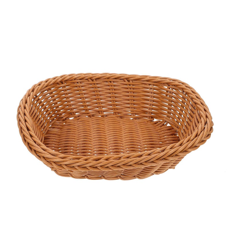 Natural Rattan Oval Fruit Basket 24x18x6cm Woven Bread Vegetable Holder Kitchen Home Desktop Storage - Image 2