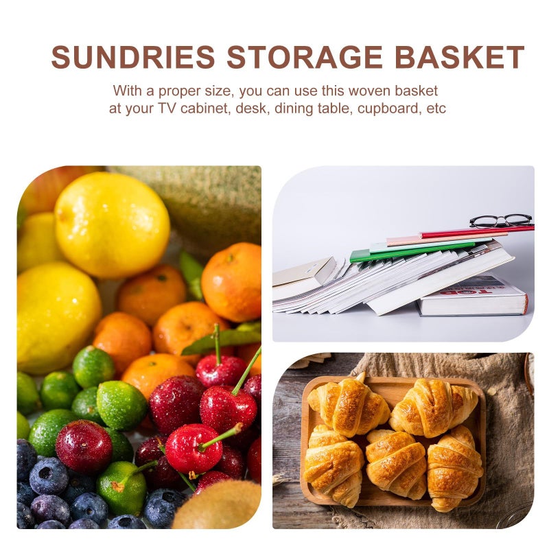 Natural Rattan Oval Fruit Basket 24x18x6cm Woven Bread Vegetable Holder Kitchen Home Desktop Storage - Image 4