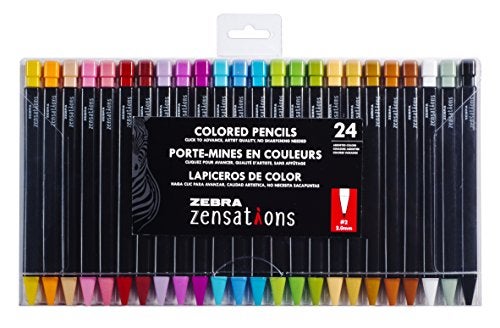 Zebra Pen Zensations Mechanical Colored Pencils Assorted Colors 20mm Bold 2 Lead Refillable Triangular Barrel to Prevent Rolling 24Pack 08124 - Image 1