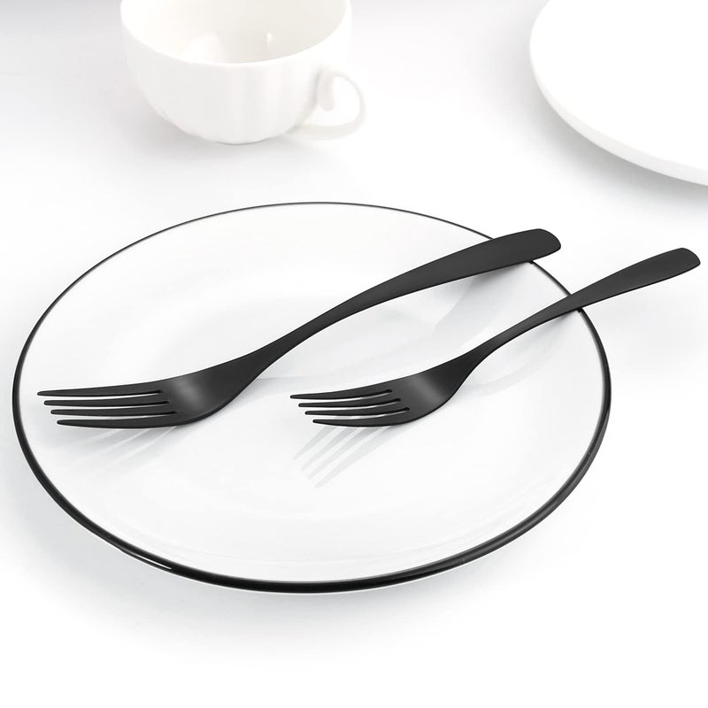 Bysta Matte Black Silverware Set Bysta 20-Piece Stainless Steel Flatware Cutlery Set For 4 Satin Finish Dishwasher Safe Nice Box Package - Image 5