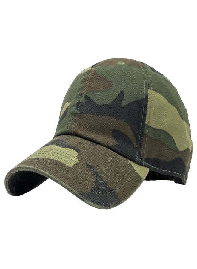 Utmost Unisex Classic Low Profile Cotton Baseball Cap Plain Blank Camoflauge Soft Unconstructed Adjustable Size Dad Hat, Camo Woodland, One size - Image 1