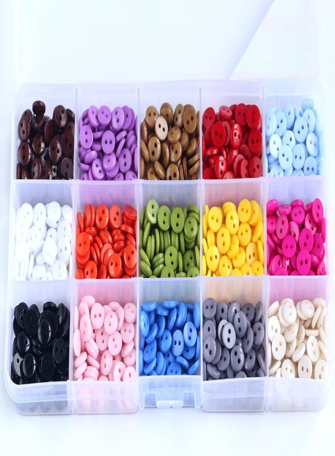 GANSSIA 900pcs 7.5mm (0.3 inch) Very Tiny and Small Size Round Resin Buttons 15 Colors Assorted 2 Holes Button for Shirts Blouse DIY Crafts Scrapbooking (Each Color 60 pcs) - Image 5