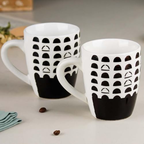The Earth Store Black Dome Ceramic Coffee Mug Set of 2, 350 ML Microwave and Dishwasher Safe Tea/Milk Mug for Gift, Ideal for Home, Office, Gifting, and Daily Use - Image 1