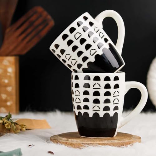 The Earth Store Black Dome Ceramic Coffee Mug Set of 2, 350 ML Microwave and Dishwasher Safe Tea/Milk Mug for Gift, Ideal for Home, Office, Gifting, and Daily Use - Image 2