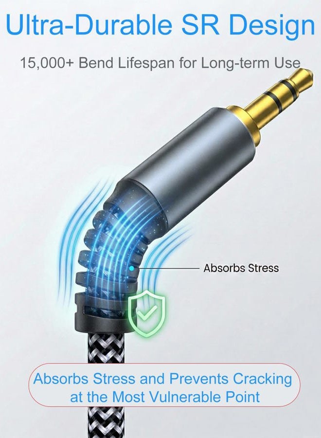 Morelecs AUX Cord 3.5mm Auxiliary Audio Cable AUX Cable Nylon Braided Male to Male 3.5mm Audio Cable Compatible for Headphones, iPods, iPhones, iPads, Home/Car Stereos and More -1.2m - Image 3
