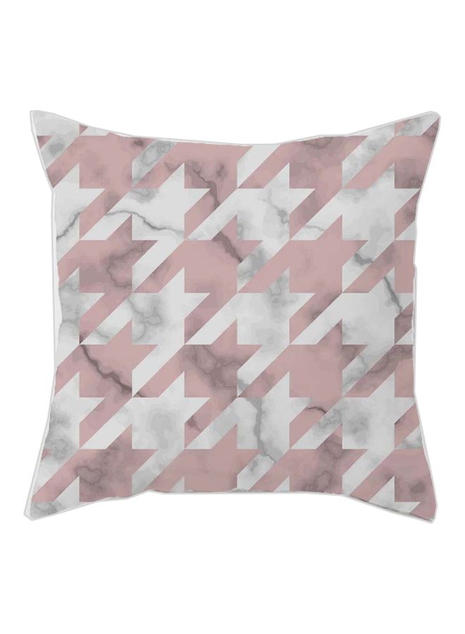غطاء وسادة ديكور بتصميم أشكال هندسية وردي/رمادي/أبيض 45x45سم