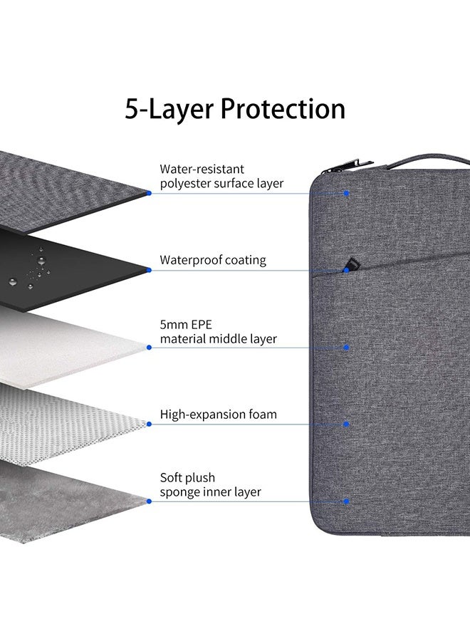 Wffo 13.3 inch Laptop Sleeve Bag Compatible with MacBook Air Mac Pro M1 Surface Lenovo Dell HP Computer Bag Accessories Polyester Case with Pocket - Dark Gray - Image 2
