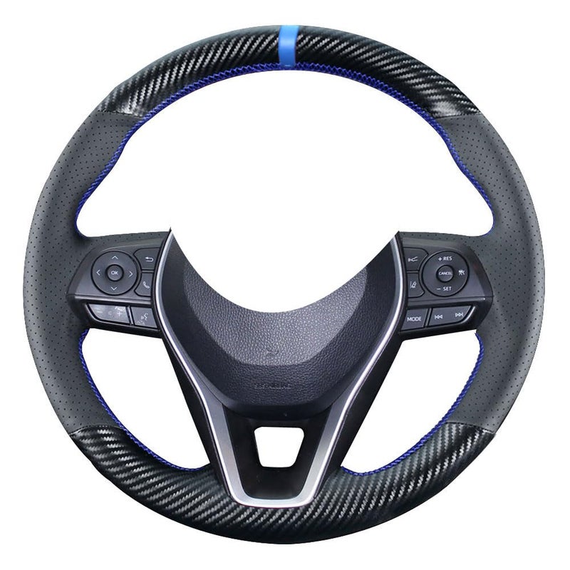 Kivnto Carbon Fiber Steering Wheel Cover for Toyota RAV4 SUV 2019-2025 / Avalon 2019-2022 / Toyota Camry 2018-2024 / Corolla 2020-2025 DIY Stitching 15 inches Black Leather Interior Accessories - Image 5