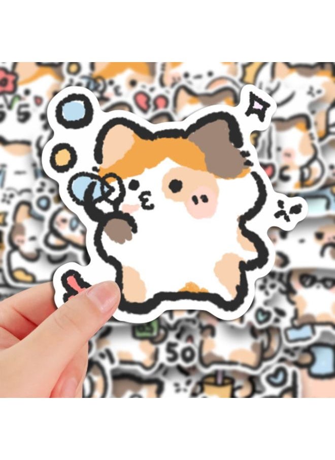Generic - Original 128 [Quick Hair] Q Edition Cute Three-flower Cat Sticker Cartoon Super Cute Peripheral Mobile Phone Sticker-Color:See Carefully Before Placing An Order [special Storage Box For Stickers] Benefits [add 1 Storage Box] Original Cute Sanhua Kitten - Image 1
