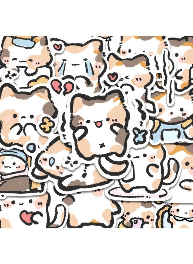 Generic - Original 128 [Quick Hair] Q Edition Cute Three-flower Cat Sticker Cartoon Super Cute Peripheral Mobile Phone Sticker-Color:See Carefully Before Placing An Order [special Storage Box For Stickers] Benefits [add 1 Storage Box] Original Cute Sanhua Kitten - Image 1