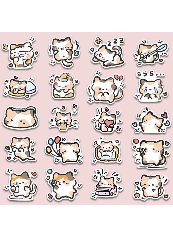 Generic - Original 128 [Quick Hair] Q Edition Cute Three-flower Cat Sticker Cartoon Super Cute Peripheral Mobile Phone Sticker-Color:See Carefully Before Placing An Order [special Storage Box For Stickers] Benefits [add 1 Storage Box] Original Cute Sanhua Kitten - Image 1