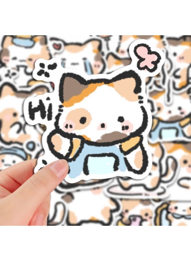 Generic - Original 128 [Quick Hair] Q Edition Cute Three-flower Cat Sticker Cartoon Super Cute Peripheral Mobile Phone Sticker-Color:See Carefully Before Placing An Order [special Storage Box For Stickers] Benefits [add 1 Storage Box] Original Cute Sanhua Kitten - Image 1