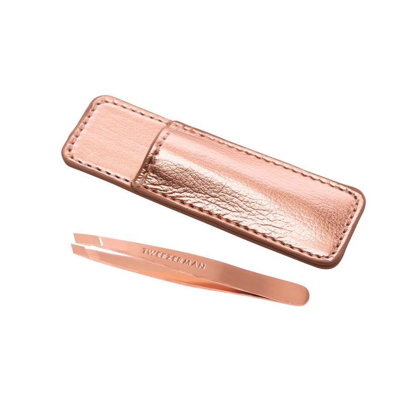 Tweezerman Rose Gold Mini Slant Tweezer with Case - Image 1