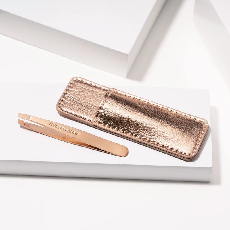 Tweezerman Rose Gold Mini Slant Tweezer with Case - Image 4