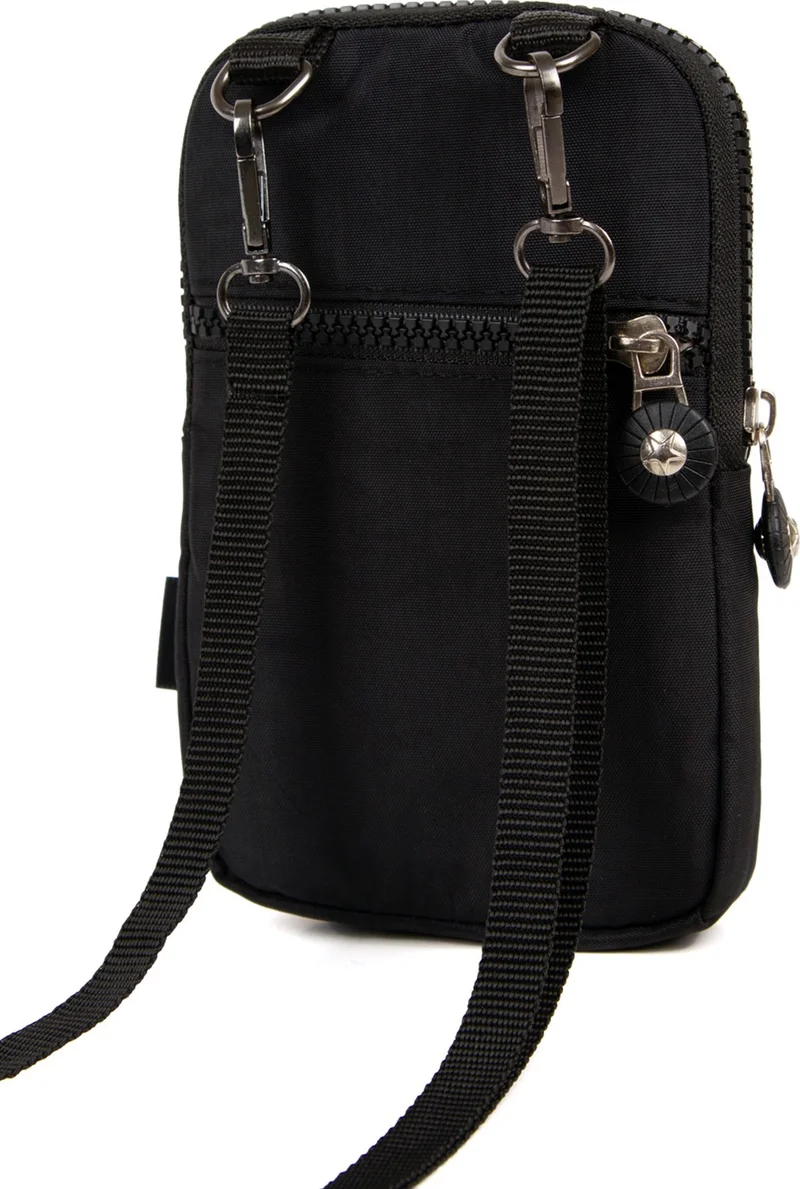 افكا Women's Black Waterproof Crinkle Mini Phone Wallet Strap Cross Shoulder Waist Bag