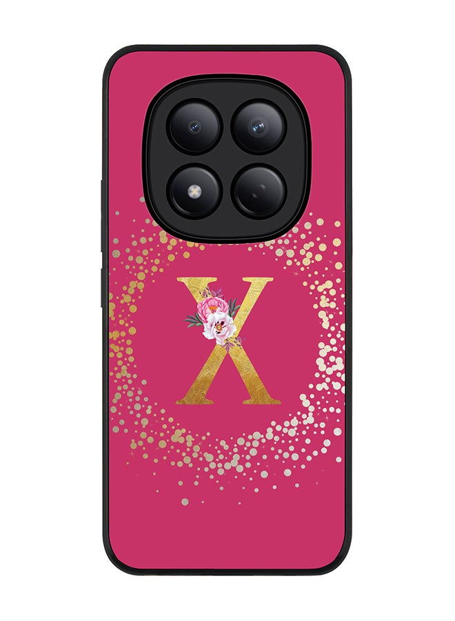 For Xiaomi Redmi Note 15 Pro 4G Case,Slim fit Camera Protection, Shockproof Thin Phone cover  - Custom Monogram Floral - X ( Deep Pink )