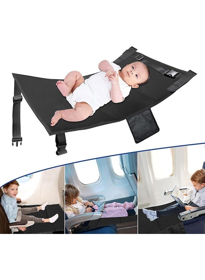 Hihonor Airplane Seat Extender for Kids, Portable Toddler Travel Bed, Baby Travel Essentials for Flying Sleeping, Travel Seat Cushion for Airplane (Black) - Image 1