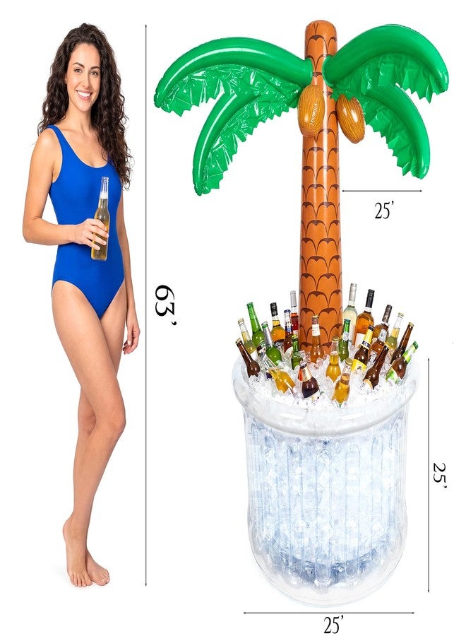 Parentswell 63'' Inflatable Palm Tree Cooler, Pool Party Decorations, Inflatable Cooler for Tropical Luau Pool Decorations, Jungle Hawaiian Birthday Party, Outdoor Summer Party Supplies - Image 2