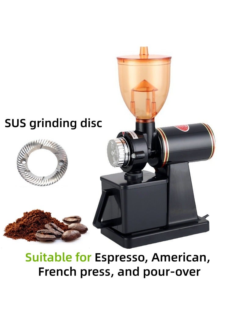 شيكسين مطحنة حبوب القهوة الكهربائية عالية الجودة، شفرة طحن من الفولاذ المقاوم للصدأ، 8 مستويات من الطحن الناعم والخشن يمكن تعديلها، جزيئات موحدة، يمكنها الطحن بشكل مستمر، مناسبة للقهوة العربية والأمريكية والقهوة المصنوعة يدويًا والإسبريسو وغيرها من أنواع القهوة المختلفة، يمكن لآلة واحدة حل جميع احتياجات القهوة، وتبدو جيدة في المنزل. - Image 1