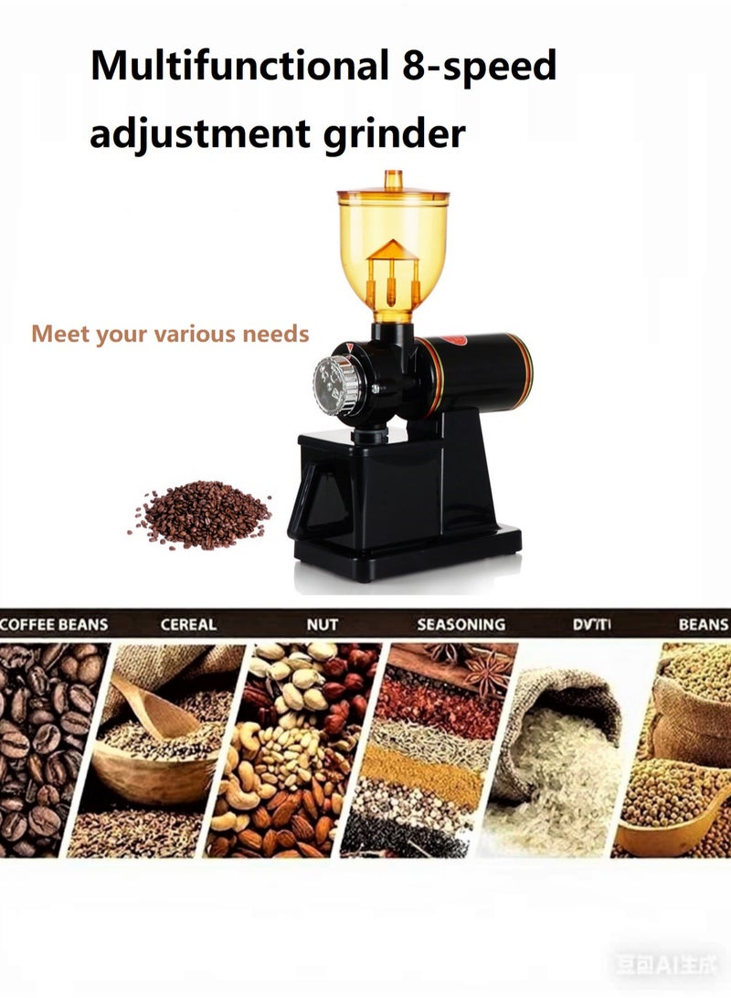 شيكسين مطحنة حبوب القهوة الكهربائية عالية الجودة، شفرة طحن من الفولاذ المقاوم للصدأ، 8 مستويات من الطحن الناعم والخشن يمكن تعديلها، جزيئات موحدة، يمكنها الطحن بشكل مستمر، مناسبة للقهوة العربية والأمريكية والقهوة المصنوعة يدويًا والإسبريسو وغيرها من أنواع القهوة المختلفة، يمكن لآلة واحدة حل جميع احتياجات القهوة، وتبدو جيدة في المنزل. - Image 3