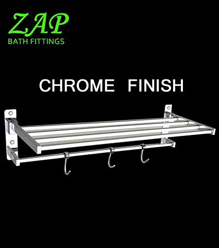 ZAP Delta Series Towel Rack/Stainless Steel Towel Holder 24 Inch with Hooks-Bathroom Accessories Set of one-Premium Chrome Finish - Image 3