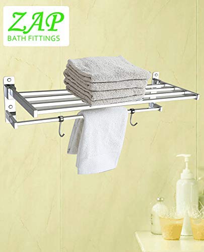 ZAP Delta Series Towel Rack/Stainless Steel Towel Holder 24 Inch with Hooks-Bathroom Accessories Set of one-Premium Chrome Finish - Image 2